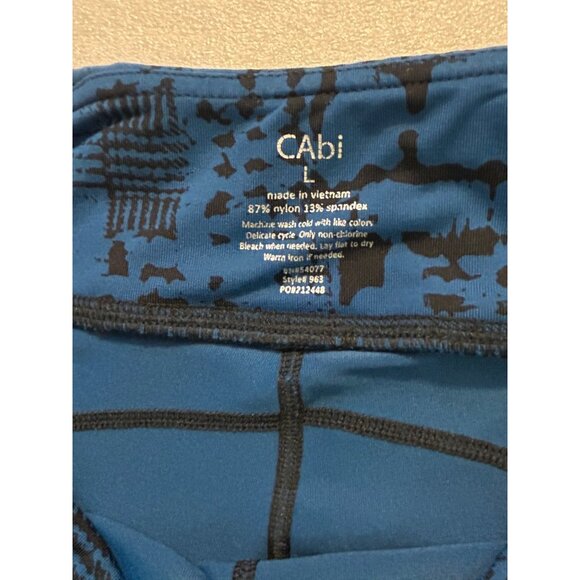Cabi #963 Skinny Tech Cool Down Leggings Blue Black Print Large - Picture 7 of 7